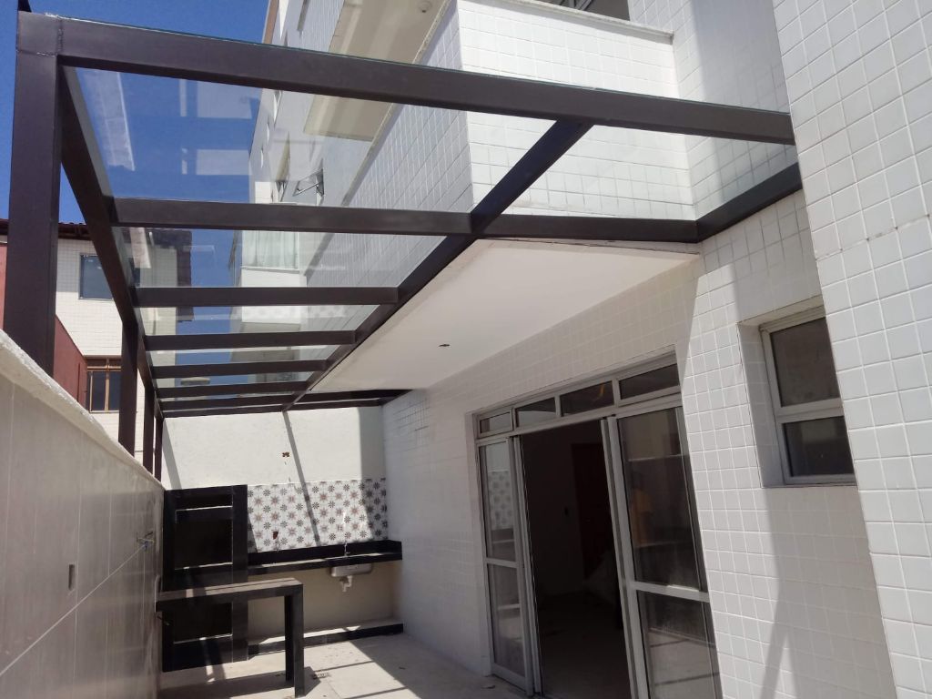 Cobertura vidro estrutura grafite área gourmet Contagem